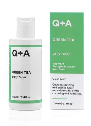 Тонер заспокійливий для обличчя з зеленим чаєм Q+A Green Tea D...