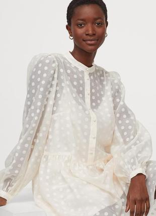 Романтична блуза з мереживом і рюшами молочного кольору (айвор...
