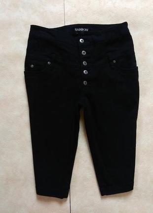 Стильные черные джинсовые шорты бриджи с высокой талией rainbo...