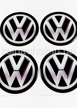 Наклейки для колпачков на диски VolksWagen белые/черный лого (...
