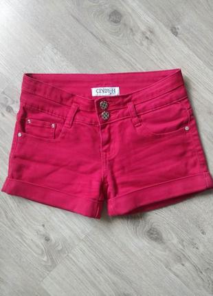 Стильные красные джинсовые шорты/коттонові шортики