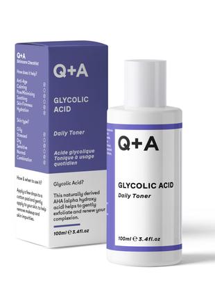 Тонер для обличчя з гліколевою кислотою Q+A GLYCOLIC ACID Dail...