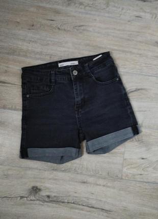 Шорти джинсові чорні короткі жіночі шорти fox denim