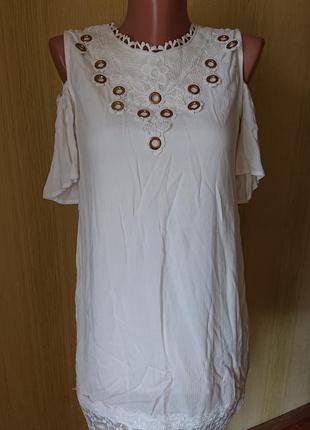 Красивое женское платье с кружевом прошва открытые плечи р.xxs/xs