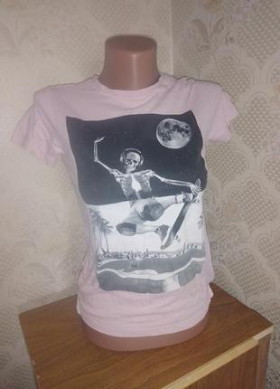 Молодежная футболка скелет на скейте подросток день/ночь