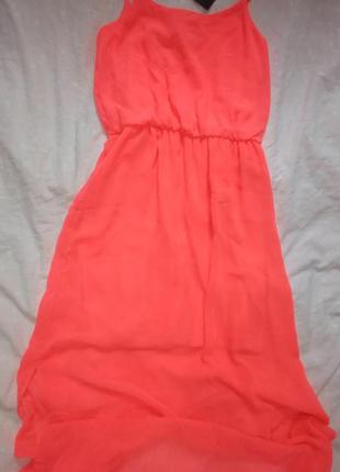 Яркий неоновый кислотный легкий шифоновый сарафан платье в пол