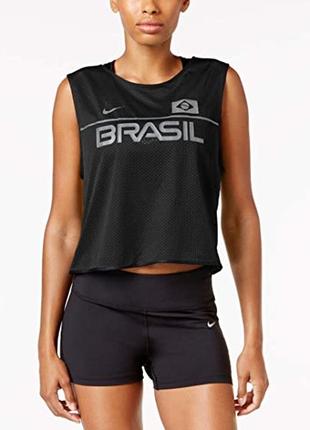 Майка футболка топ сеточка nike dri-fit brasil women black top