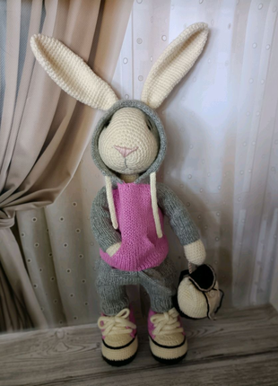 Мягкая игрушка Зайка Bunny в кедах и худи (ручная работа).