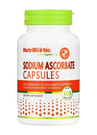 Витамин C, 850 мг, NutriBiotic, аскорбат натрия, 100 капсул