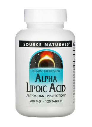 Альфа-липоевая кислота, 200 мг, Source Naturals, 120 таблеток