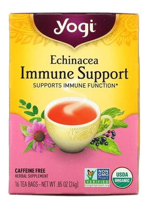 Yogi Tea, Immune Support с эхинацеей, без кофеина, 16 чайных п...