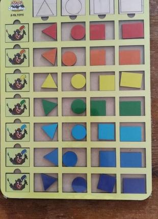 Логічна таблиця кольори та геометричні фігури дерев'яна іграшка