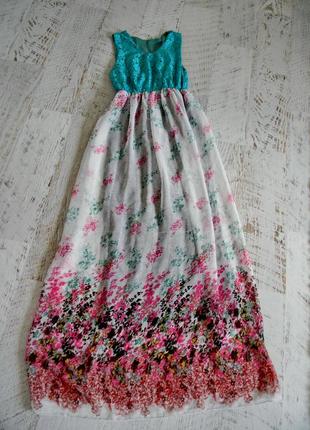 Длинное шифоновое платье сарафан в пол