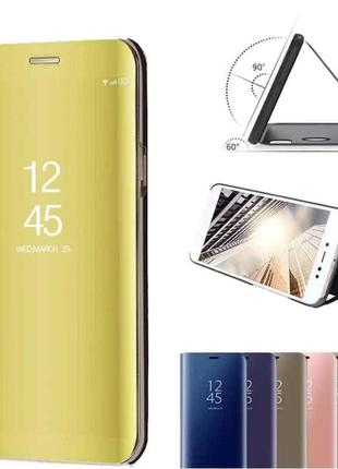 Зеркальный золотой чехол-книжка CLEAR VIEW для Samsung A9 2018...