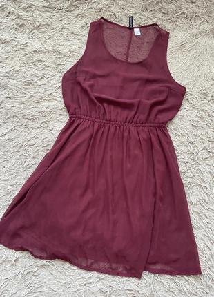Легка шифонова сукня бордо плаття літнє