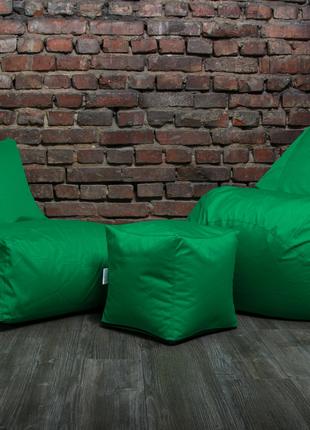 Зеленый набор мягкой бескаркасной мебели (кресло мешок, диван,...