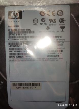 Жорсткий диск HDD HP 300GB 15K SAS 3,5" EF0300FARMU 516810-001...