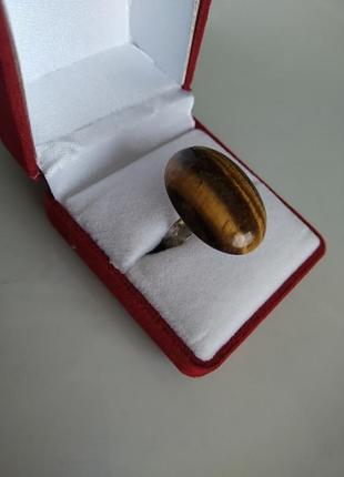 Срібний перстень кольцо колечко з тигровим оком