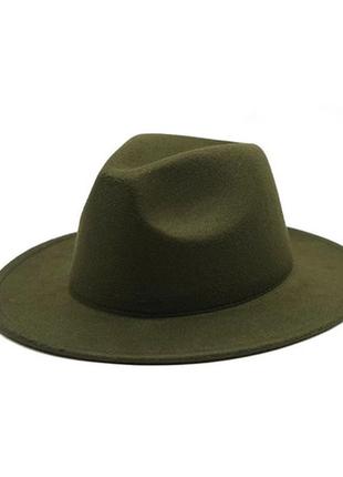 Стильная фетровая шляпа федора болотный