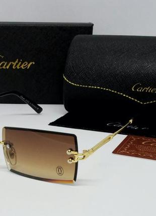 Cartier стильные солнцезащитные очки унисекс коричневый градие...