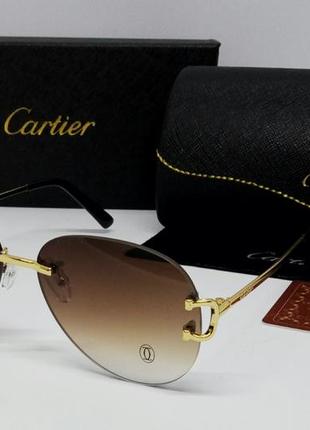 Cartier очки капельки унисекс солнцезащитные коричневый градие...