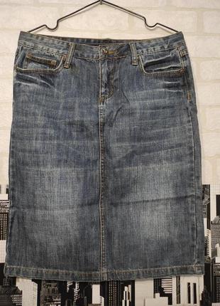 Коттоновая, джинсовая прямая юбка