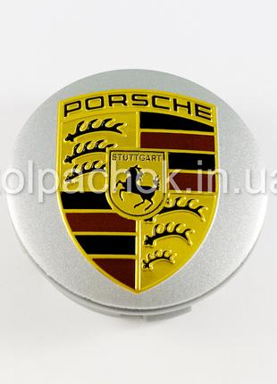 Колпачок на диски Porsche серебро/цветной лого (56мм)