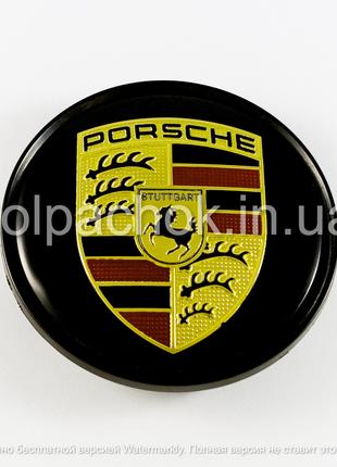 Колпачок на диски Porsche черный/цветным лого (63мм)
