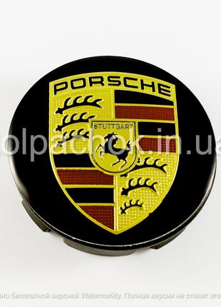 Колпачок на диски Porsche черный/цветным лого (56мм)