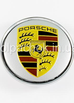Колпачок на диски Porsche серебро/цветной лого (63мм)