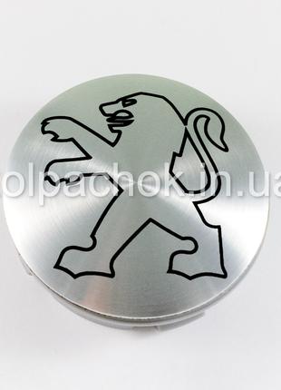 Колпачок на диски Peugeot серебро/черный лого (56мм)