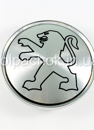 Колпачок на диски Peugeot серебро/черный лого (63мм)