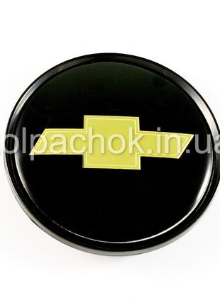 Колпачок на диски Chevrolet черный/желтый лого (63мм)