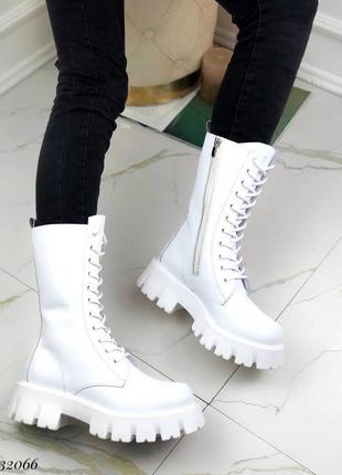 Рр 36-40  , женские высокие белые ботинки