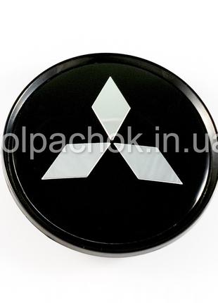 Колпачок на диски Mitsubishi черный/хром лого (63мм)