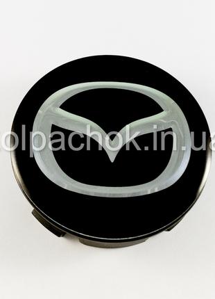 Колпачок на диски Mazda черный/хром лого (56мм)