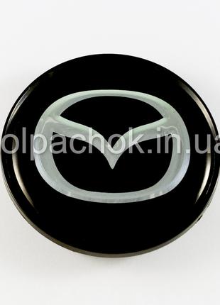 Колпачок на диски Mazda черный/хром лого (63мм)