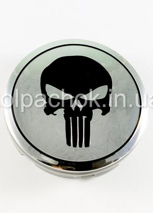 Колпачок на диски The Punisher хром/черный лого (56мм)