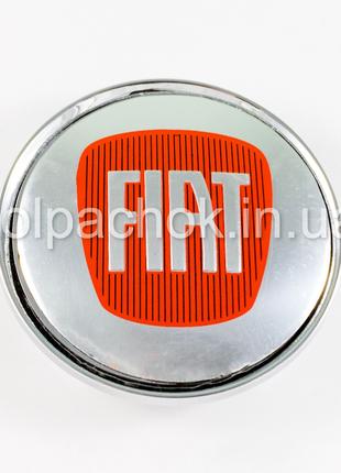 Колпачок на диски Fiat хром/красный лого (63мм)