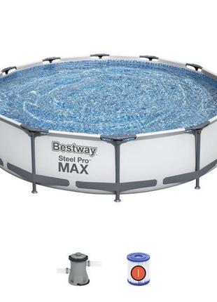 Круглий каркасний басейн Bestway 56416 Steel Pro Max 366х76см