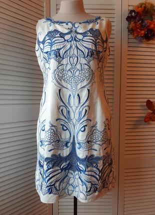 Шикарное платье из льна с вышивкой, ажурное  большого размера ...