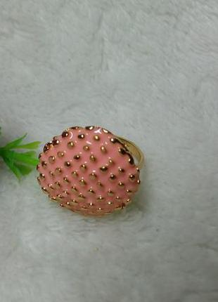Кольцо золотистое с розовая  эмаль разъемное