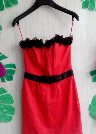 Платье короткое красное c красивой спинкой 34 xs/42