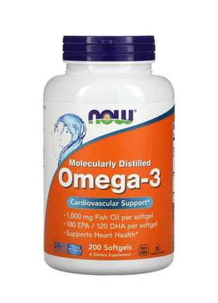 Omega-3 180 EPA/120 DHA Now Foods, 200 капсул