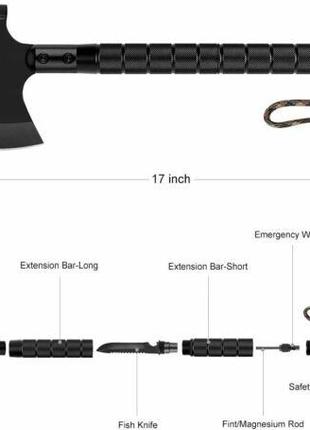 Надежный тактический топор с огнивом, ножом и компасом 7 в 1, ...
