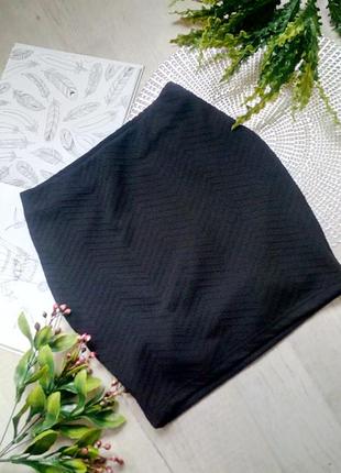 Черная фактурная юбка мини спідниця чорна фактурна