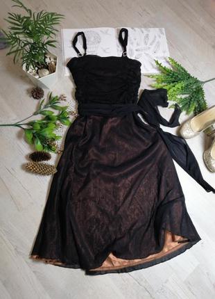 Сукня вечірня ошатне чорне коричневе з бретелями фірмове marks...