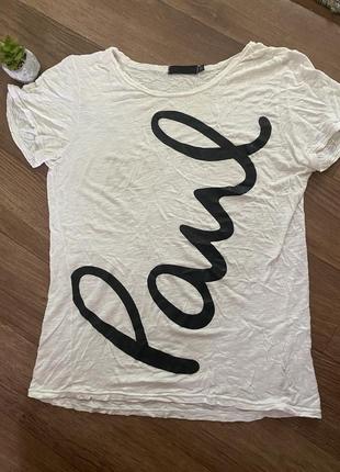 Белая легкая футболка прозрачная марлевка с надписью m