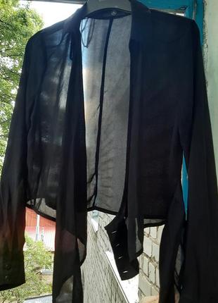 Черная блузка с завязками на запах с длинным рукавом missguided