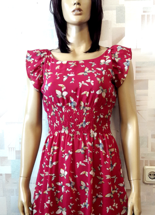 Шифоновое бордовое платье в бабочки от new look